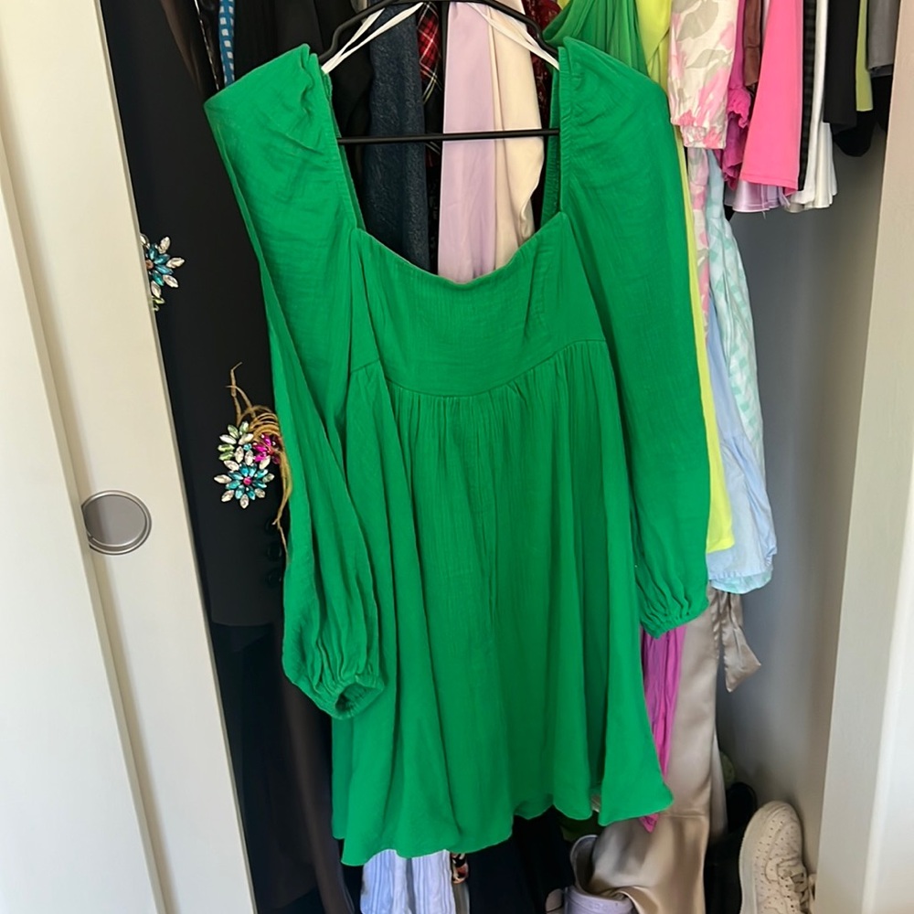 LORNA LONG SLEEVE MINI DRESS GREEN